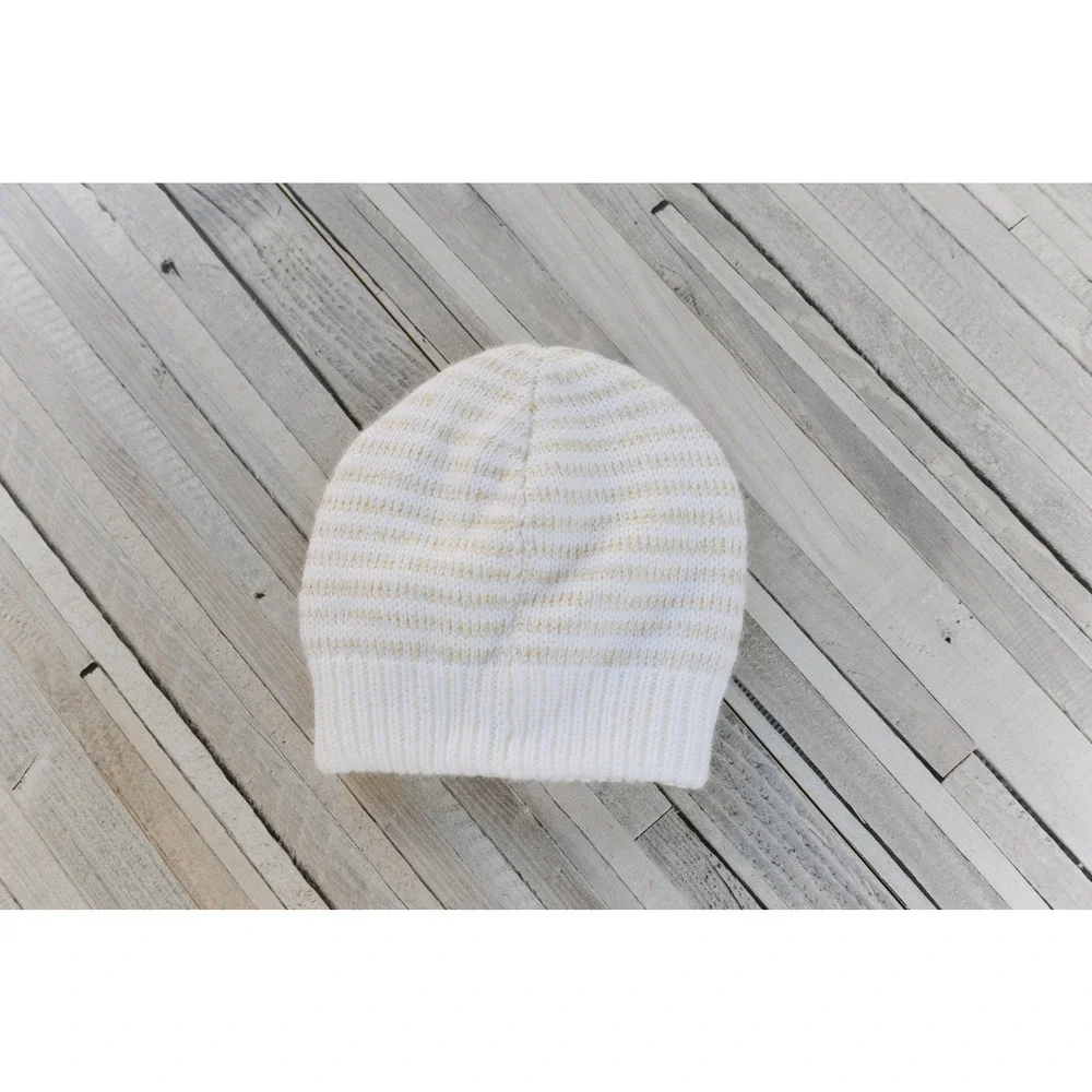 Toddler Girls Ivory/ Gold Striped Thread with Bow, Size Small (12-24 Months)